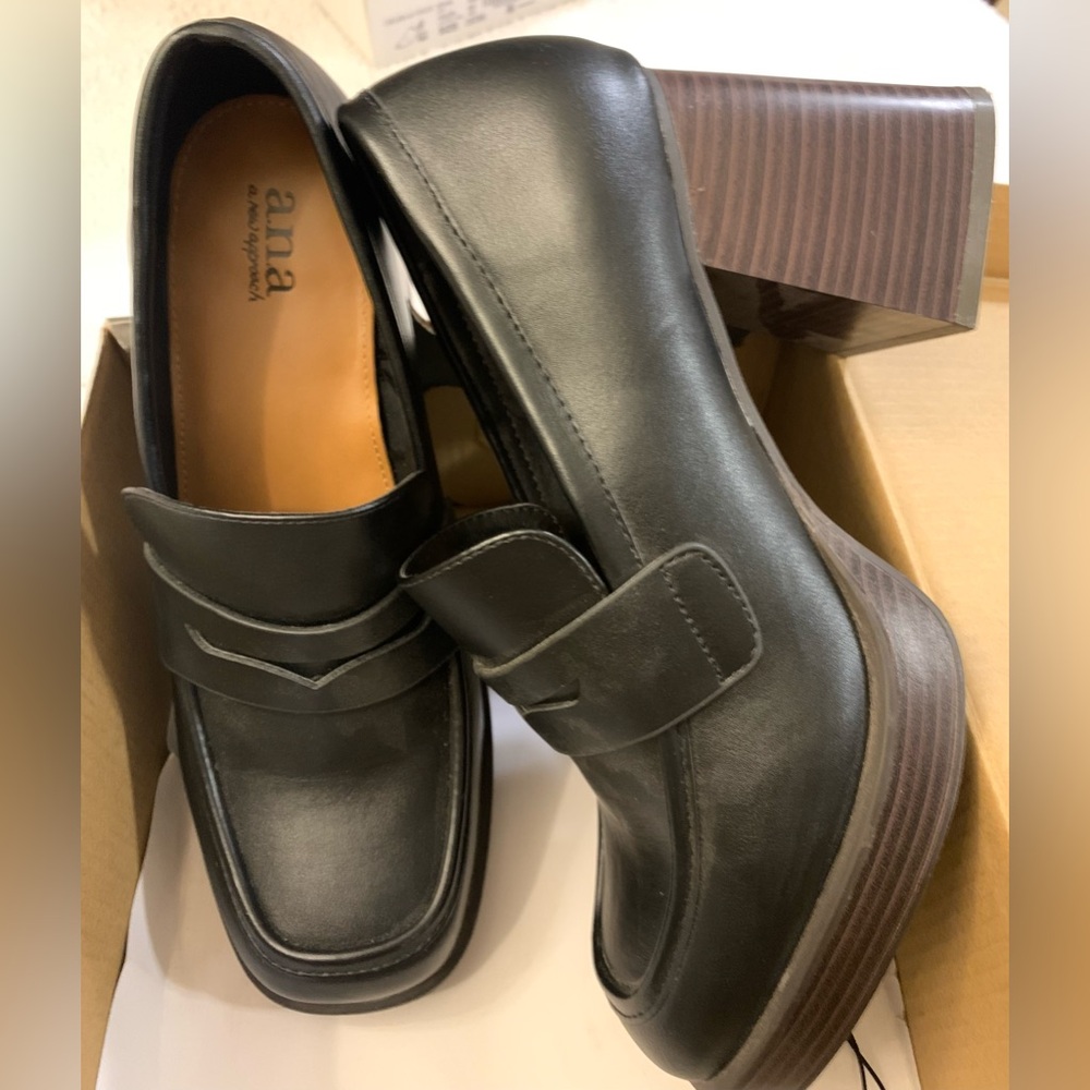 a.n.a Black Loafers with Platform Sole